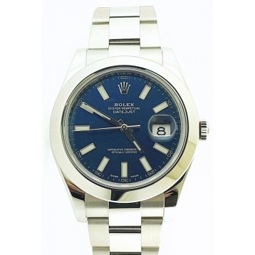 Rolex Datejust II 116300 Stainless Steel Smooth Blue Dial 41mm Watch